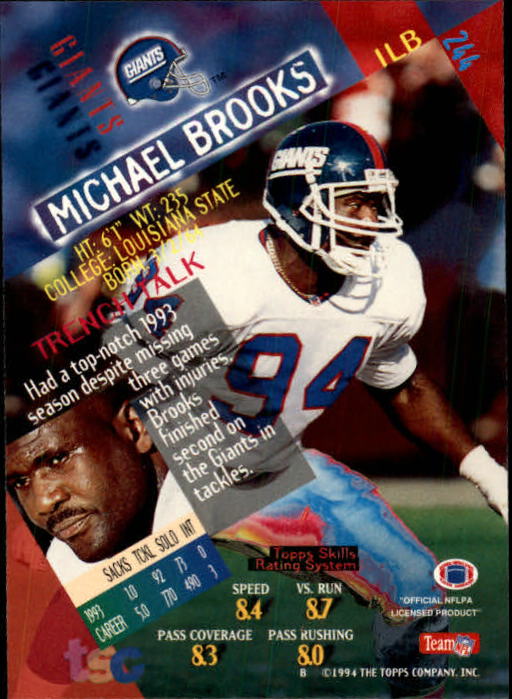 1994 Stadium Club Football "Main Set" Cards #1 to #250 Rookies and Veterans - Picture 485 of 497