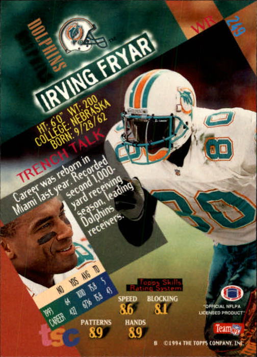 1994 Stadium Club Football "Main Set" Cards #1 to #250 Rookies and Veterans - Picture 495 of 497
