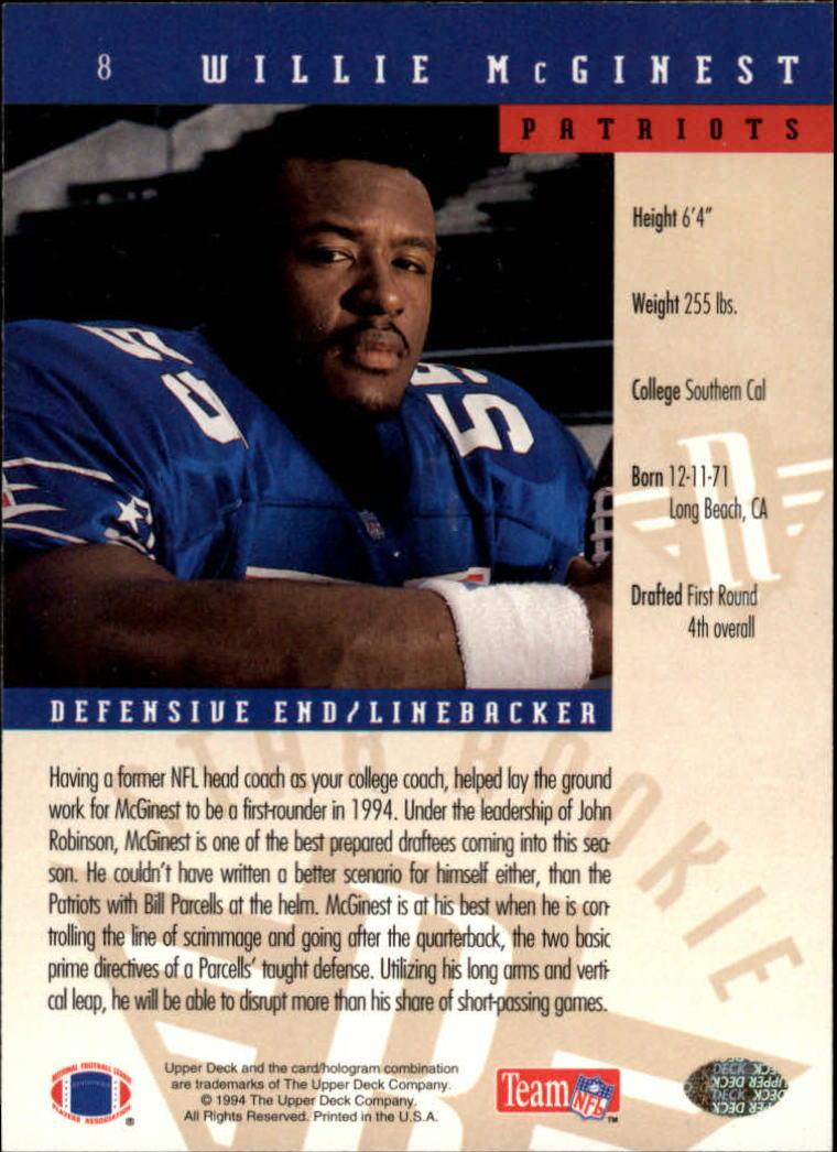1994 Upper Deck Football "Main Set" Cards #1 to #200 Rookies and Veterans - Picture 17 of 402