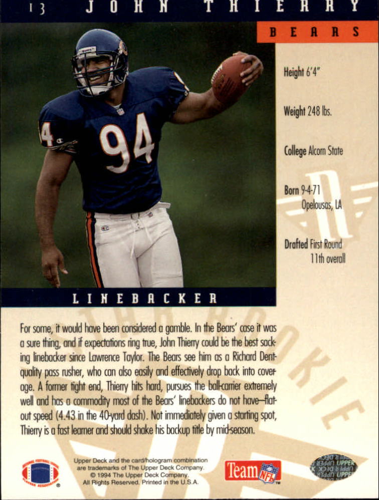 1994 Upper Deck Football "Main Set" Cards #1 to #200 Rookies and Veterans - Picture 27 of 402