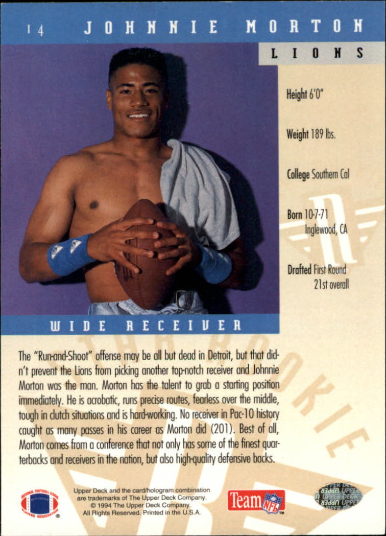 1994 Upper Deck Football "Main Set" Cards #1 to #200 Rookies and Veterans - Picture 29 of 402
