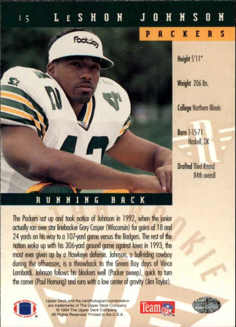 1994 Upper Deck Football "Main Set" Cards #1 to #200 Rookies and Veterans - Picture 31 of 402