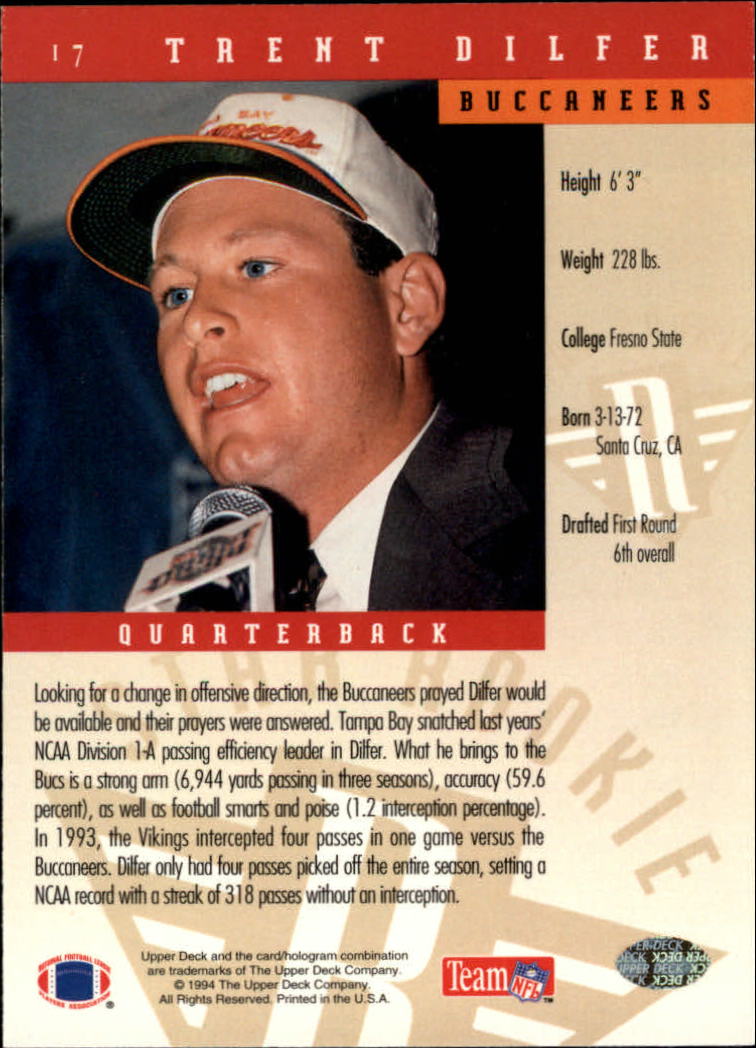 1994 Upper Deck Football "Main Set" Cards #1 to #200 Rookies and Veterans - Picture 35 of 402