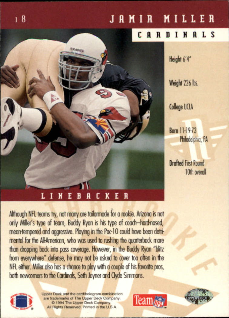 1994 Upper Deck Football "Main Set" Cards #1 to #200 Rookies and Veterans - Picture 37 of 402