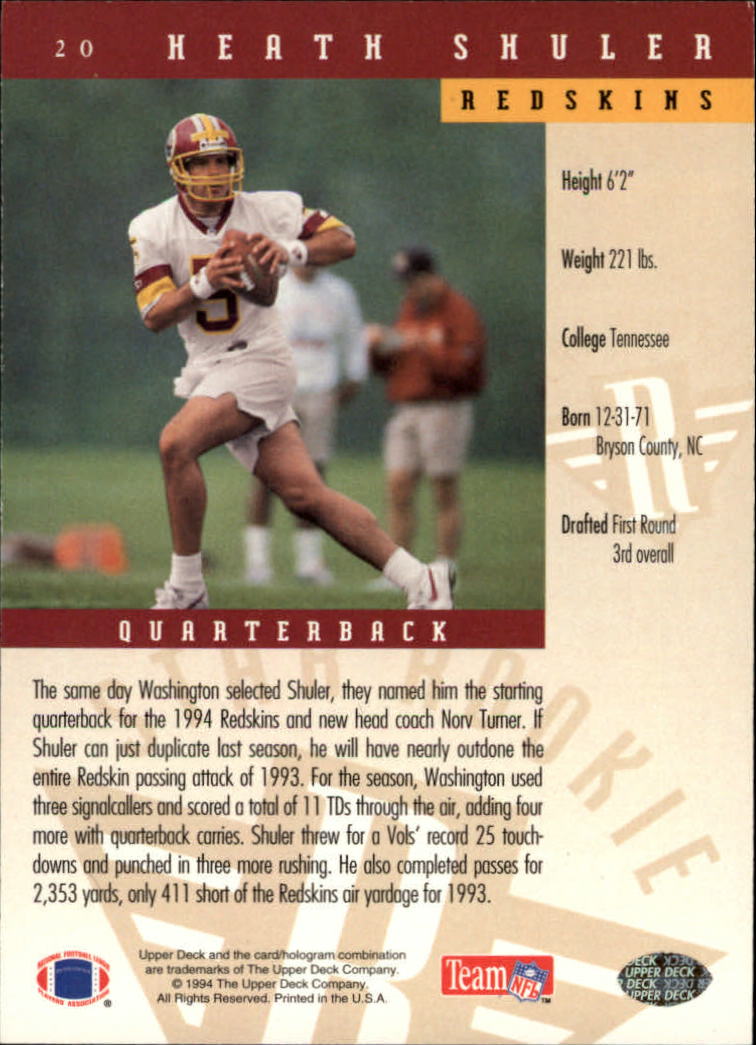 1994 Upper Deck Football "Main Set" Cards #1 to #200 Rookies and Veterans - Picture 41 of 402