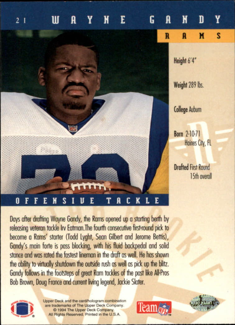 1994 Upper Deck Football "Main Set" Cards #1 to #200 Rookies and Veterans - Picture 43 of 402