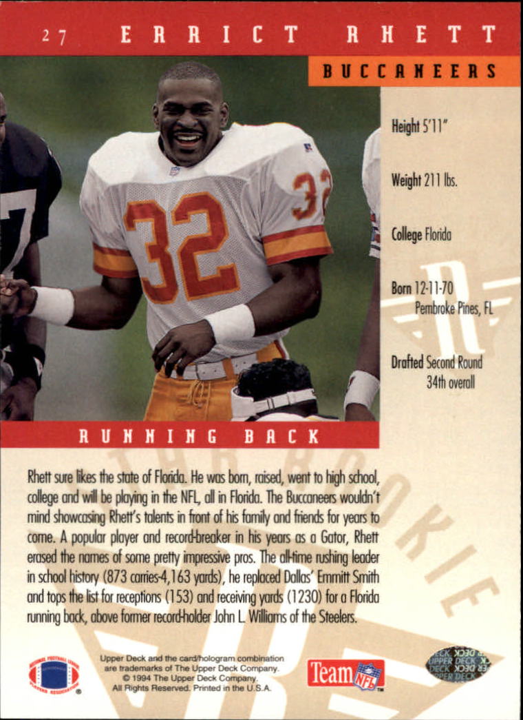 1994 Upper Deck Football "Main Set" Cards #1 to #200 Rookies and Veterans - Picture 55 of 402