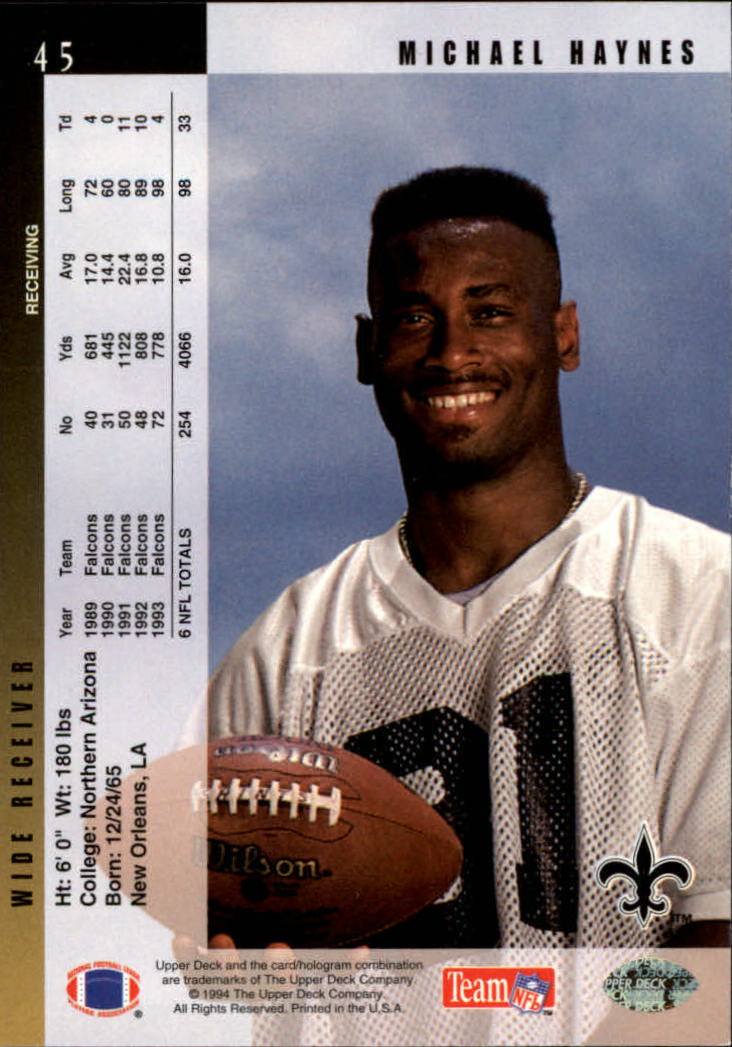 1994 Upper Deck Football "Main Set" Cards #1 to #200 Rookies and Veterans - Picture 91 of 402