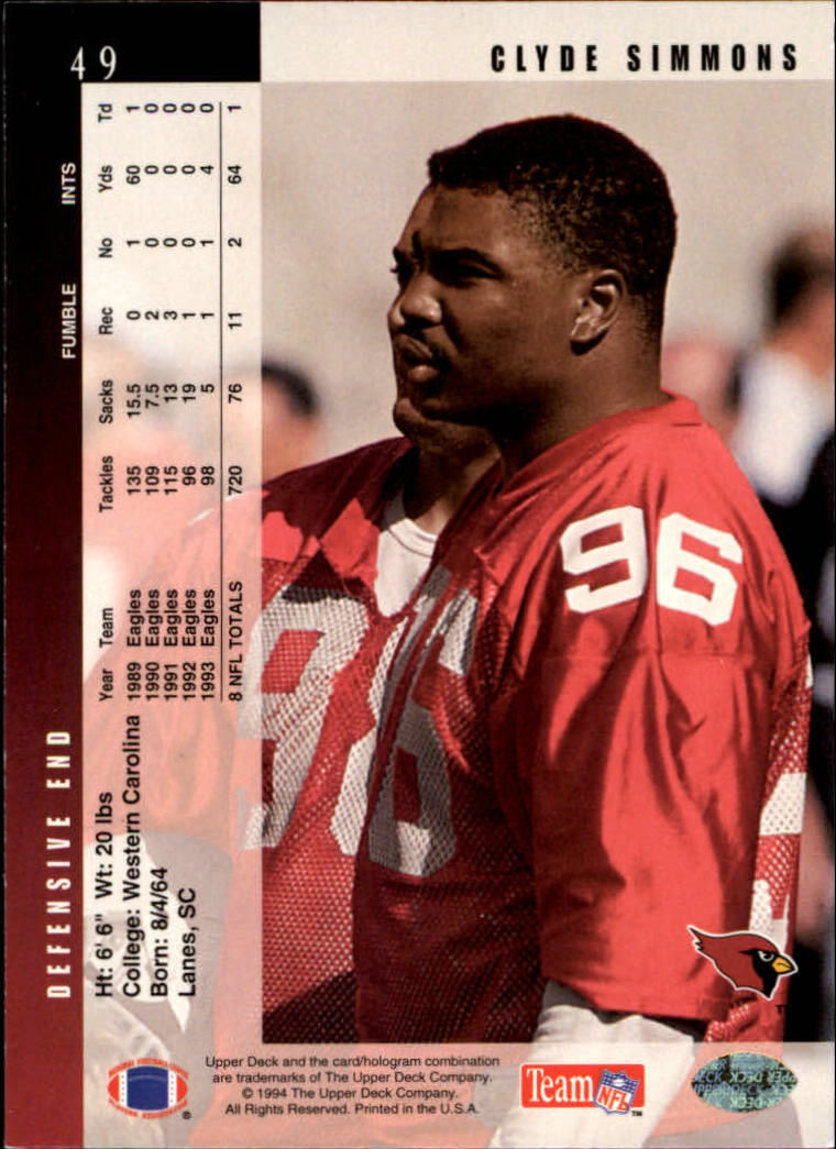 1994 Upper Deck Football "Main Set" Cards #1 to #200 Rookies and Veterans - Picture 99 of 402
