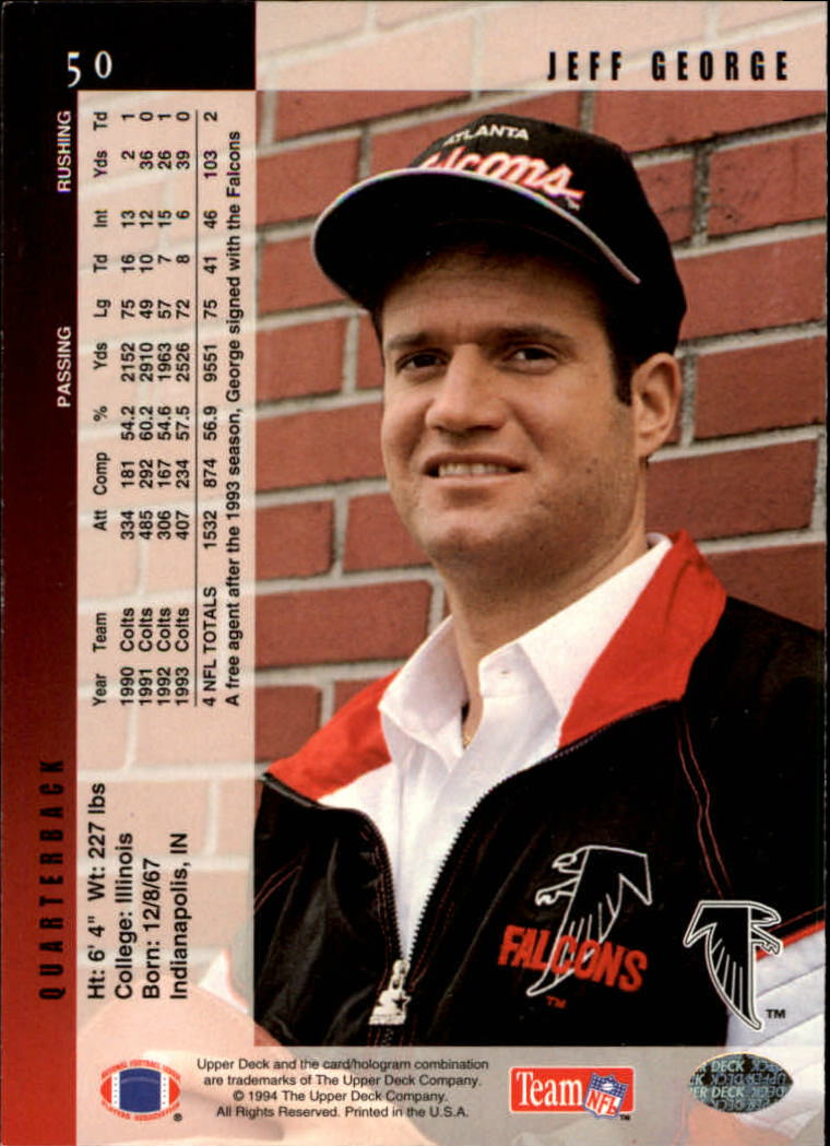 1994 Upper Deck Football "Main Set" Cards #1 to #200 Rookies and Veterans - Picture 101 of 402