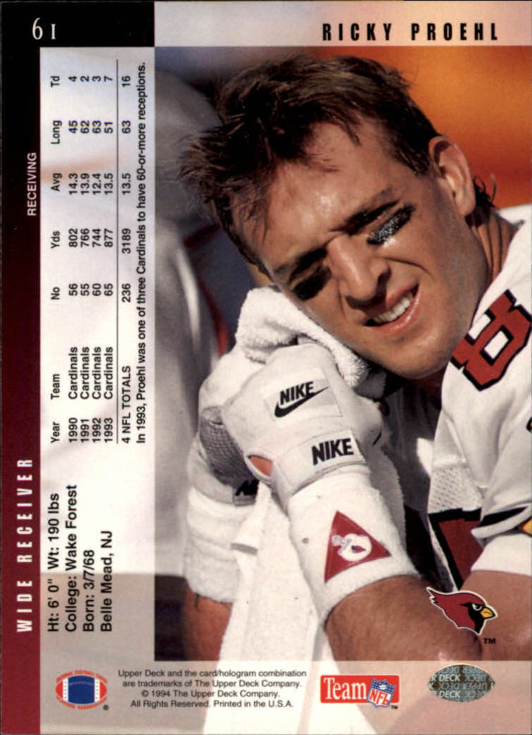 1994 Upper Deck Football "Main Set" Cards #1 to #200 Rookies and Veterans - Picture 123 of 402