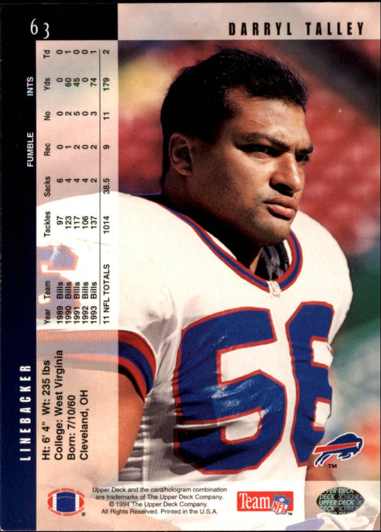 1994 Upper Deck Football "Main Set" Cards #1 to #200 Rookies and Veterans - Picture 127 of 402