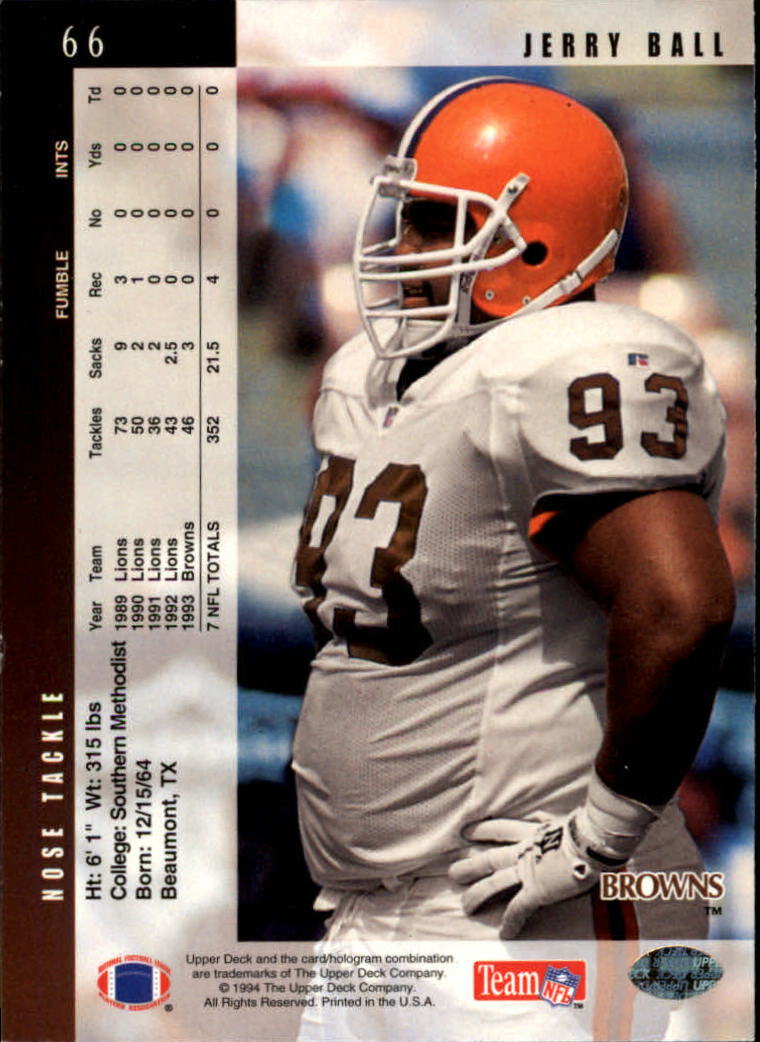 1994 Upper Deck Football "Main Set" Cards #1 to #200 Rookies and Veterans - Picture 133 of 402
