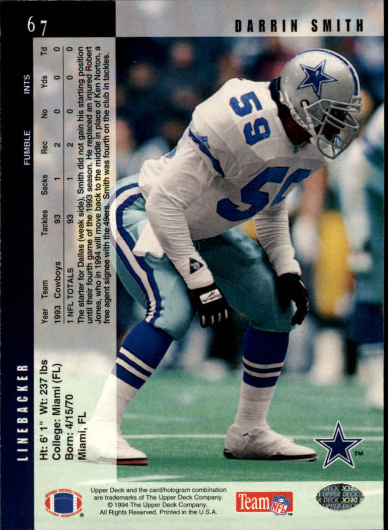 1994 Upper Deck Football "Main Set" Cards #1 to #200 Rookies and Veterans - Picture 135 of 402