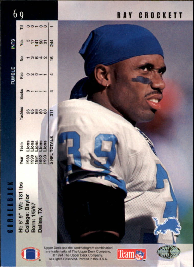 1994 Upper Deck Football "Main Set" Cards #1 to #200 Rookies and Veterans - Picture 139 of 402