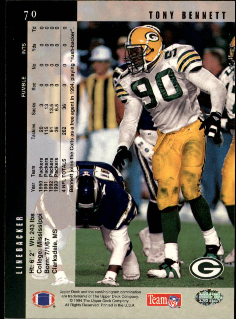 1994 Upper Deck Football "Main Set" Cards #1 to #200 Rookies and Veterans - Picture 141 of 402