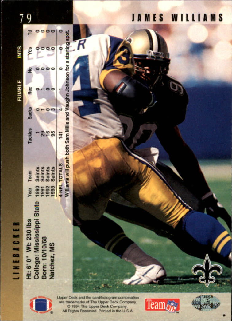 1994 Upper Deck Football "Main Set" Cards #1 to #200 Rookies and Veterans - Picture 159 of 402