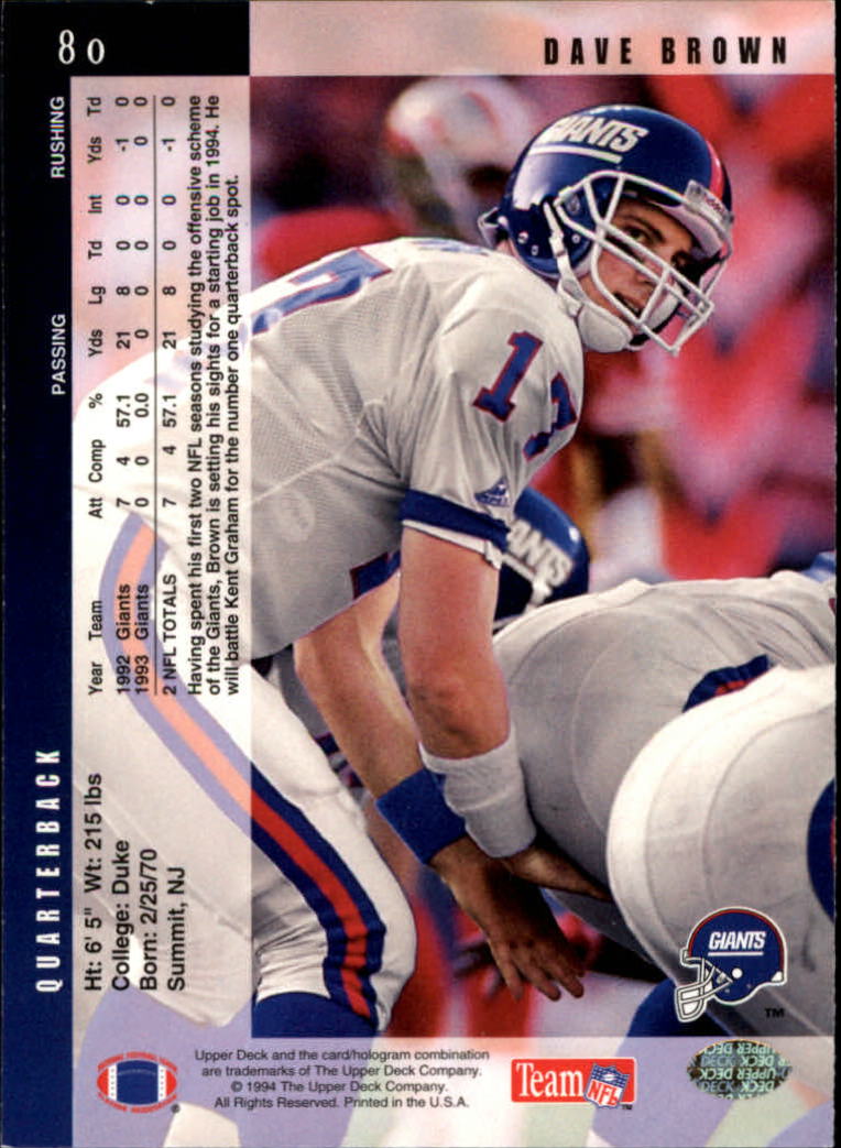 1994 Upper Deck Football "Main Set" Cards #1 to #200 Rookies and Veterans - Picture 161 of 402