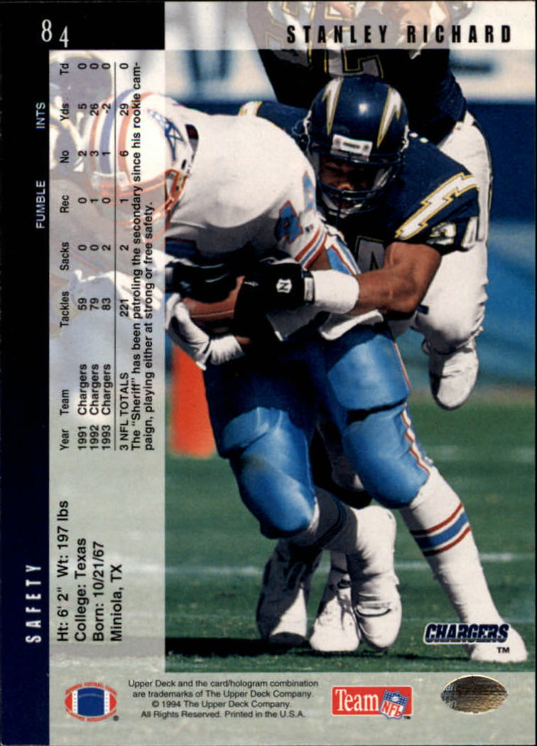1994 Upper Deck Football "Main Set" Cards #1 to #200 Rookies and Veterans - Picture 169 of 402