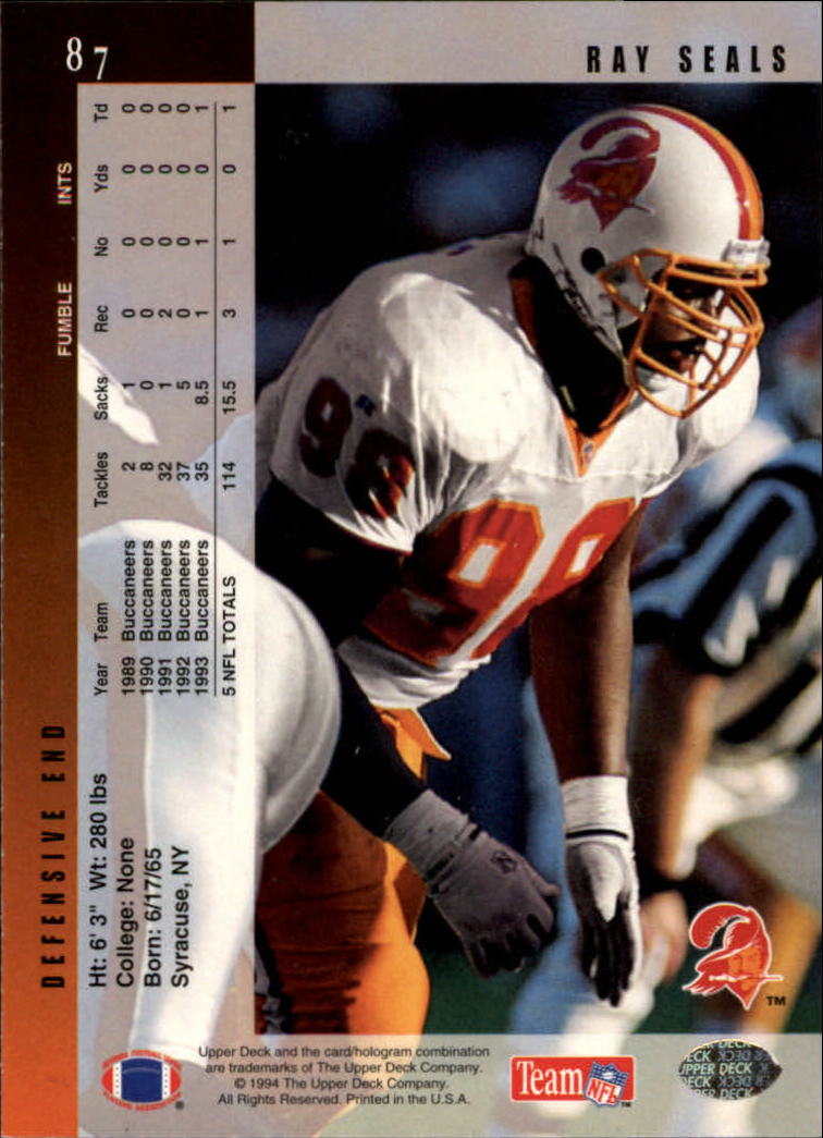 1994 Upper Deck Football "Main Set" Cards #1 to #200 Rookies and Veterans - Picture 175 of 402