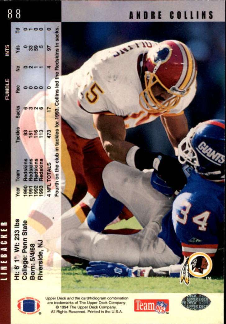 1994 Upper Deck Football "Main Set" Cards #1 to #200 Rookies and Veterans - Picture 177 of 402