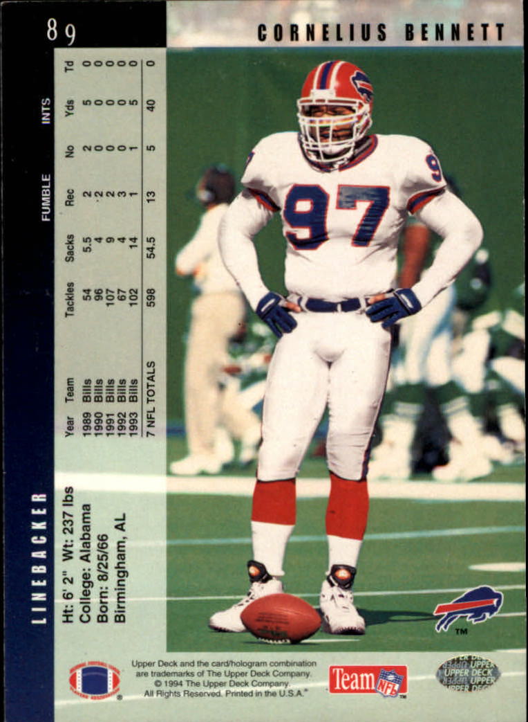 1994 Upper Deck Football "Main Set" Cards #1 to #200 Rookies and Veterans - Picture 179 of 402