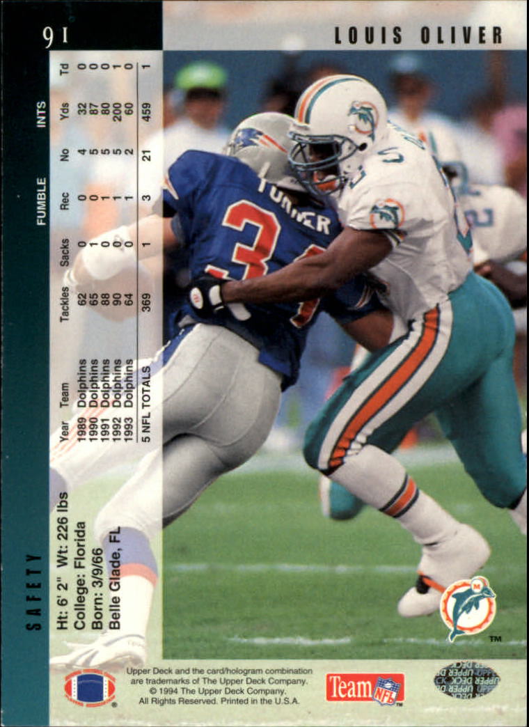 1994 Upper Deck Football "Main Set" Cards #1 to #200 Rookies and Veterans - Picture 183 of 402