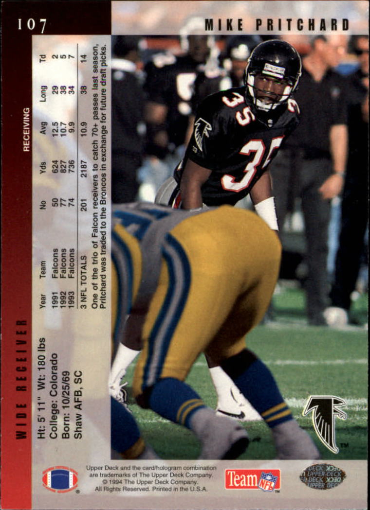 1994 Upper Deck Football "Main Set" Cards #1 to #200 Rookies and Veterans - Picture 215 of 402