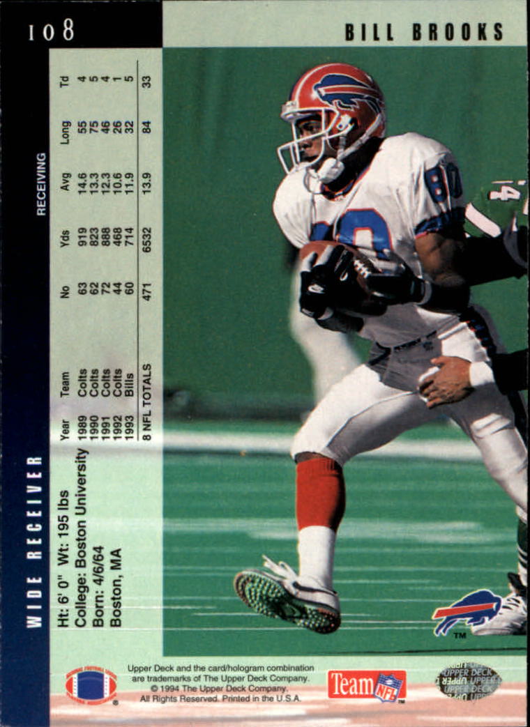 1994 Upper Deck Football "Main Set" Cards #1 to #200 Rookies and Veterans - Picture 217 of 402