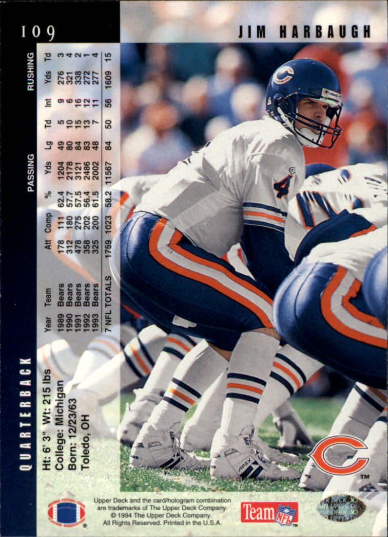 1994 Upper Deck Football "Main Set" Cards #1 to #200 Rookies and Veterans - Picture 219 of 402