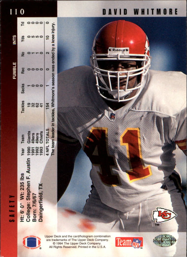 1994 Upper Deck Football "Main Set" Cards #1 to #200 Rookies and Veterans - Picture 221 of 402