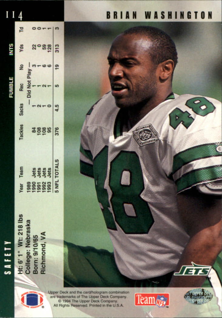 1994 Upper Deck Football "Main Set" Cards #1 to #200 Rookies and Veterans - Picture 229 of 402