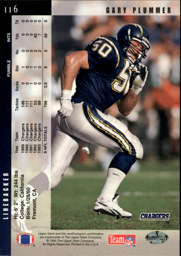 1994 Upper Deck Football "Main Set" Cards #1 to #200 Rookies and Veterans - Picture 233 of 402