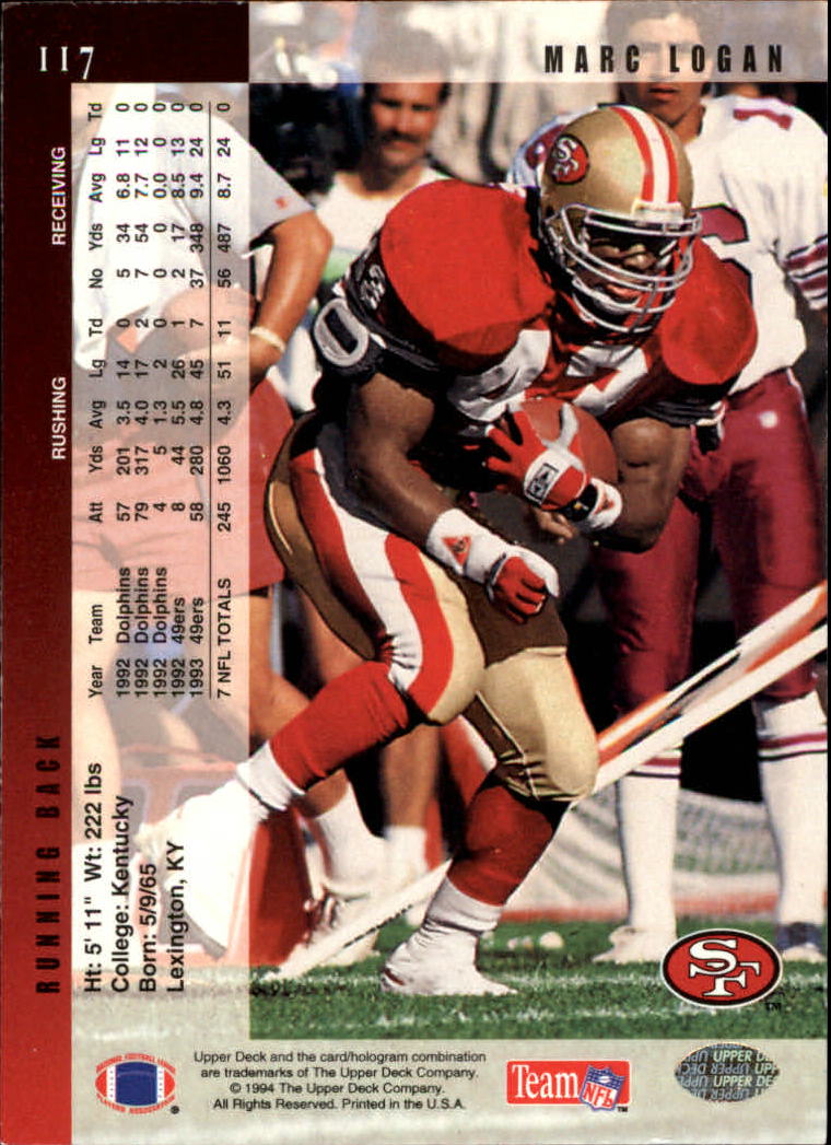 1994 Upper Deck Football "Main Set" Cards #1 to #200 Rookies and Veterans - Picture 235 of 402