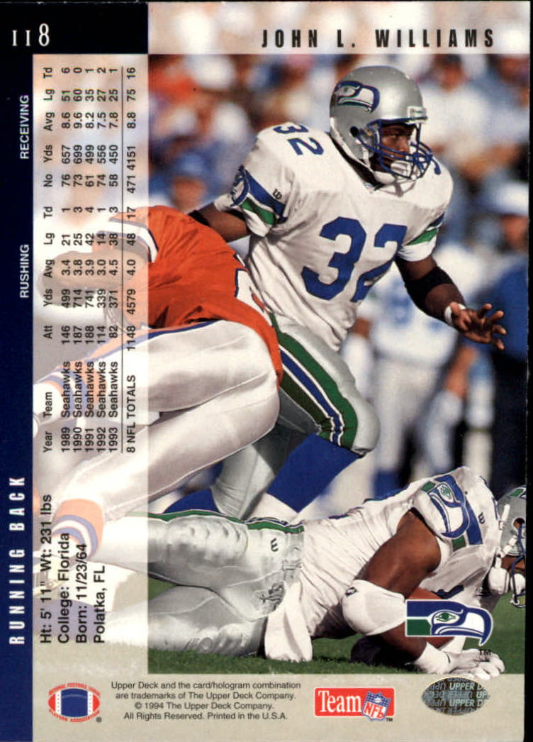 1994 Upper Deck Football "Main Set" Cards #1 to #200 Rookies and Veterans - Picture 237 of 402