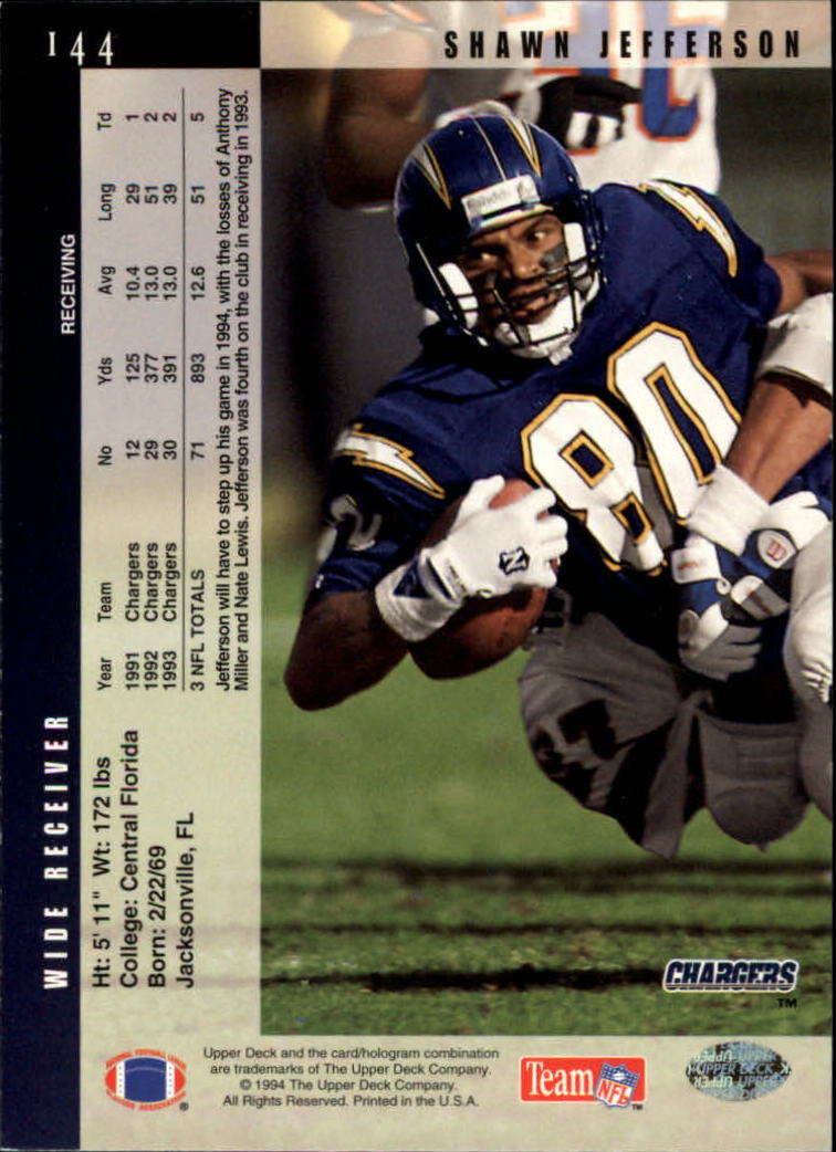 1994 Upper Deck Football "Main Set" Cards #1 to #200 Rookies and Veterans - Picture 289 of 402