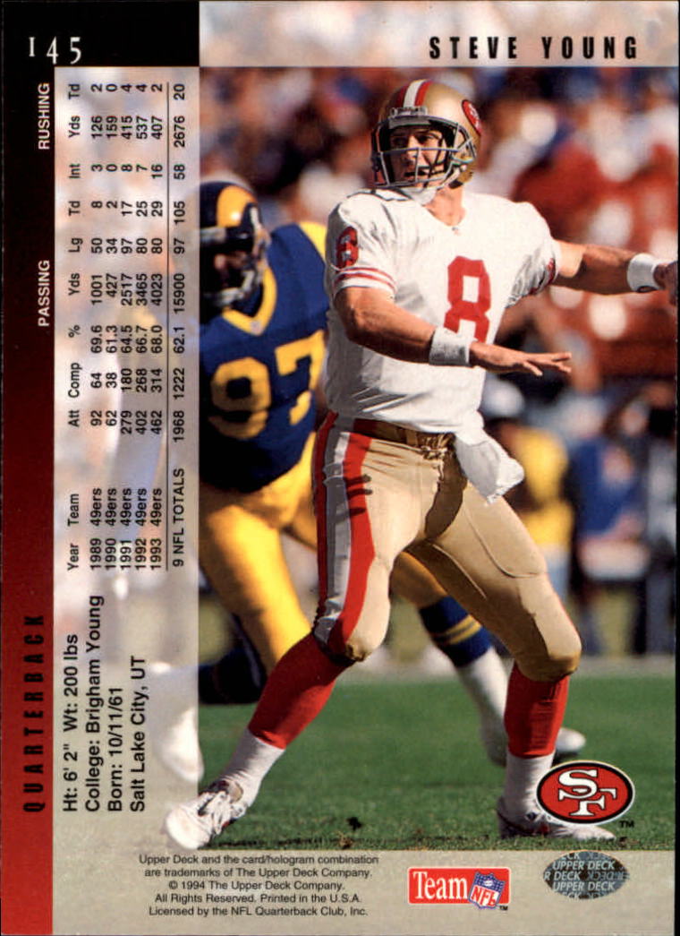 1994 Upper Deck Football "Main Set" Cards #1 to #200 Rookies and Veterans - Picture 291 of 402