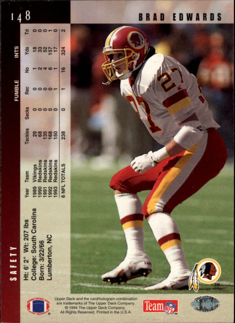 1994 Upper Deck Football "Main Set" Cards #1 to #200 Rookies and Veterans - Picture 297 of 402
