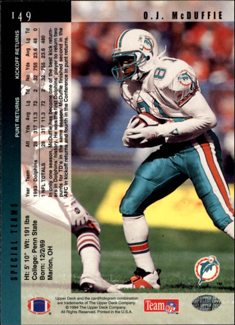 1994 Upper Deck Football "Main Set" Cards #1 to #200 Rookies and Veterans - Picture 299 of 402