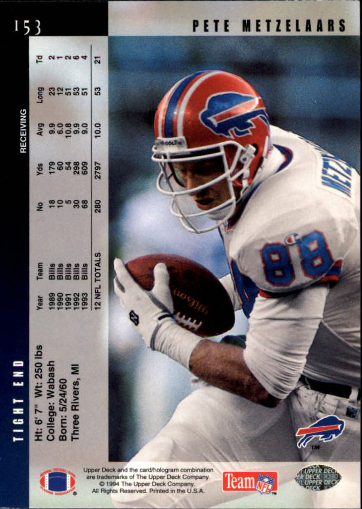 1994 Upper Deck Football "Main Set" Cards #1 to #200 Rookies and Veterans - Picture 307 of 402