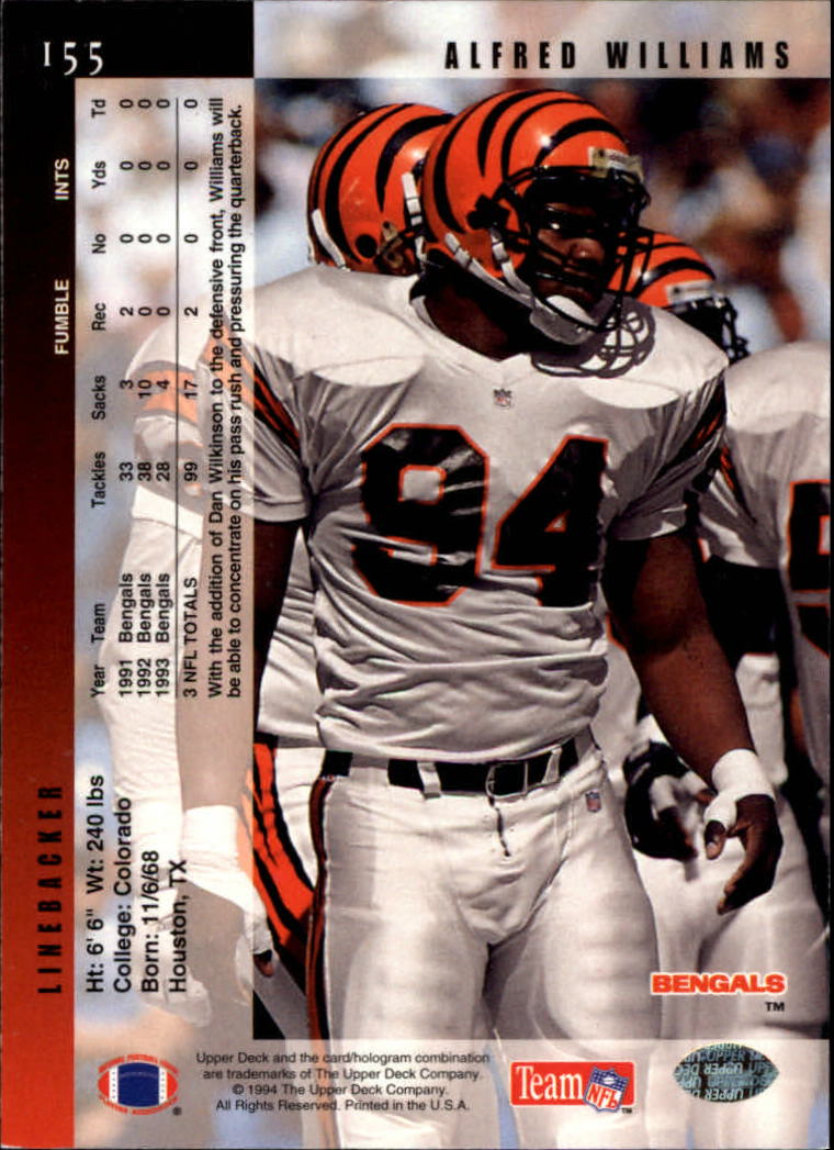 1994 Upper Deck Football "Main Set" Cards #1 to #200 Rookies and Veterans - Picture 311 of 402