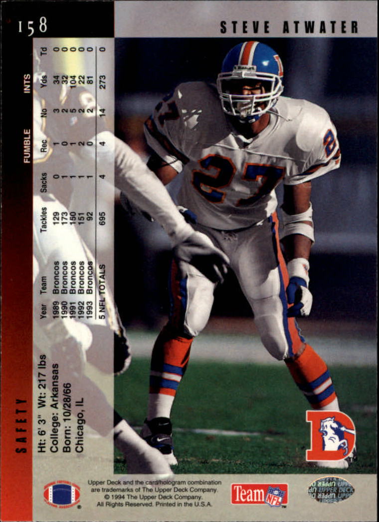 1994 Upper Deck Football "Main Set" Cards #1 to #200 Rookies and Veterans - Picture 318 of 402