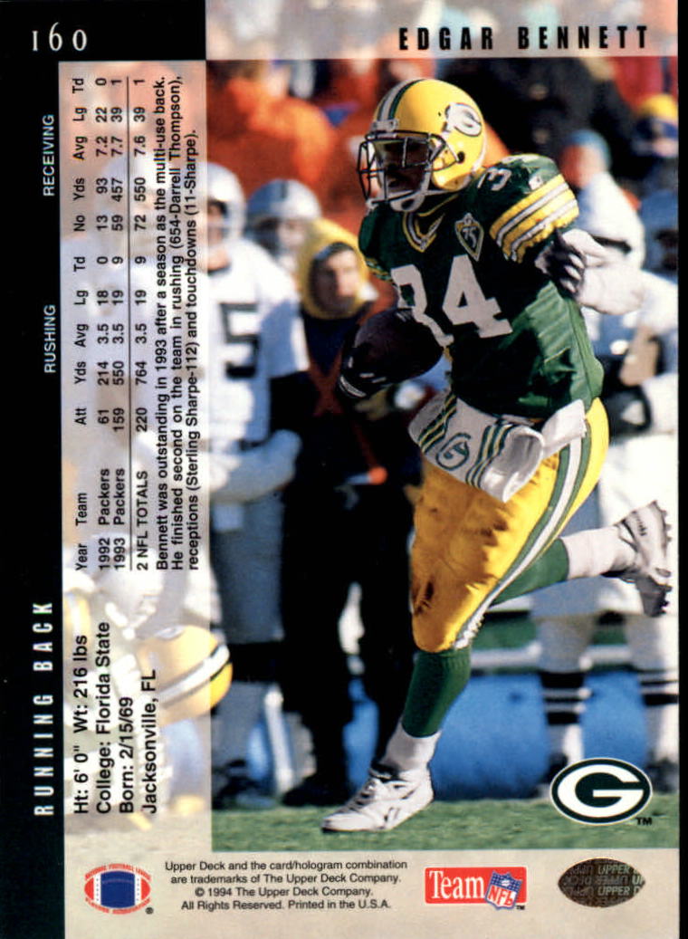 1994 Upper Deck Football "Main Set" Cards #1 to #200 Rookies and Veterans - Picture 322 of 402