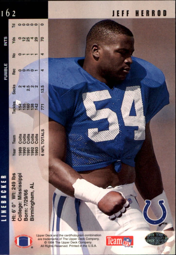 1994 Upper Deck Football "Main Set" Cards #1 to #200 Rookies and Veterans - Picture 326 of 402