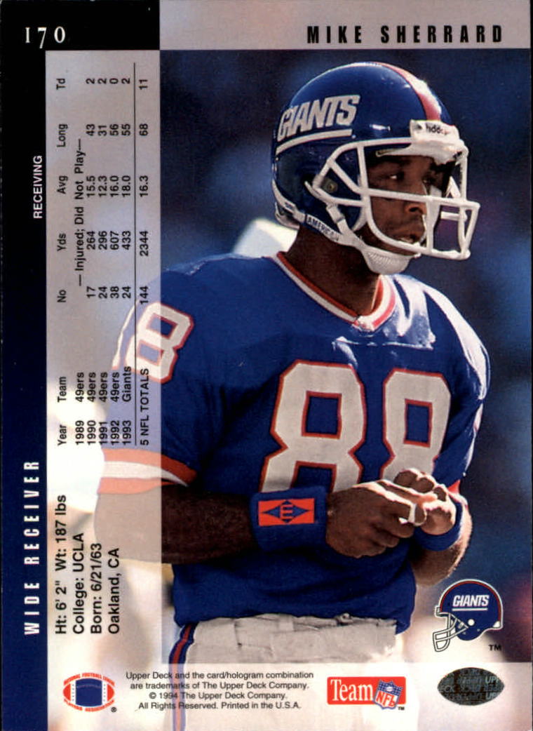 1994 Upper Deck Football "Main Set" Cards #1 to #200 Rookies and Veterans - Picture 342 of 402