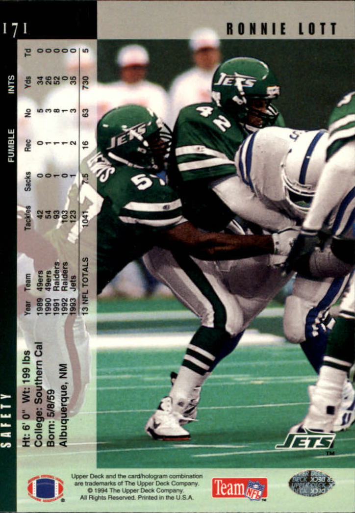 1994 Upper Deck Football "Main Set" Cards #1 to #200 Rookies and Veterans - Picture 344 of 402