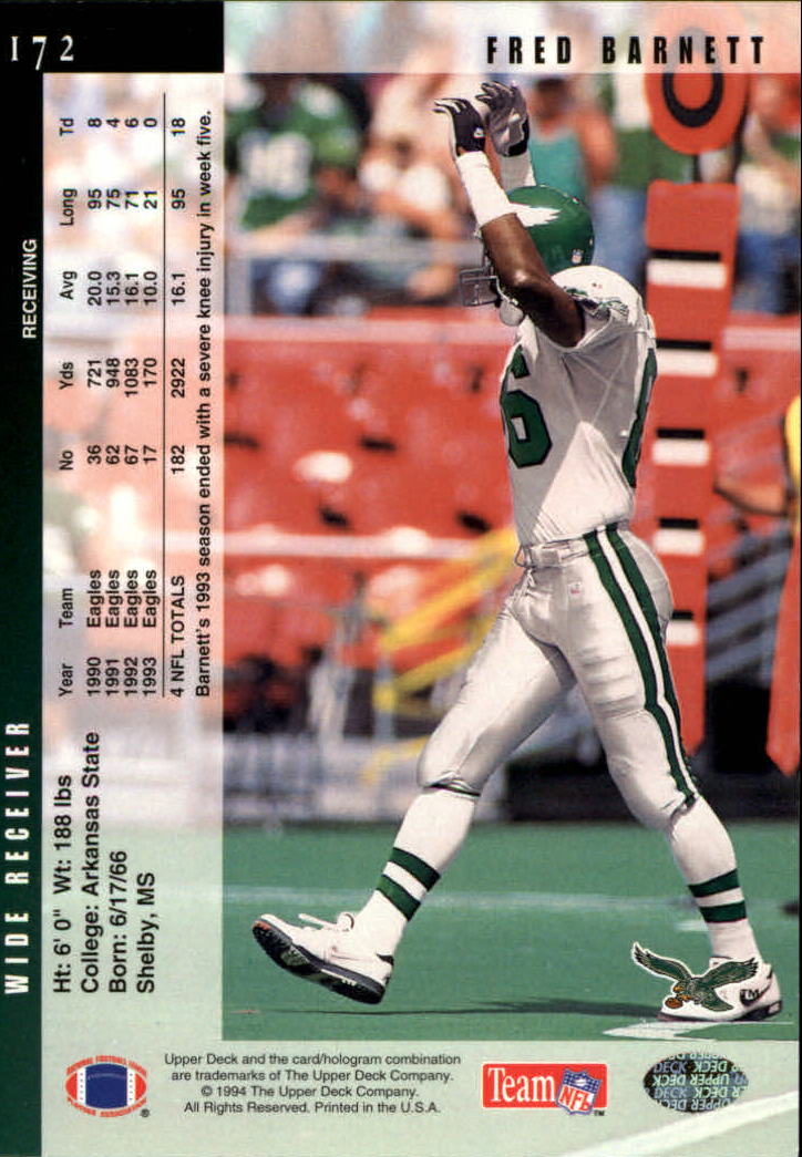 1994 Upper Deck Football "Main Set" Cards #1 to #200 Rookies and Veterans - Picture 346 of 402