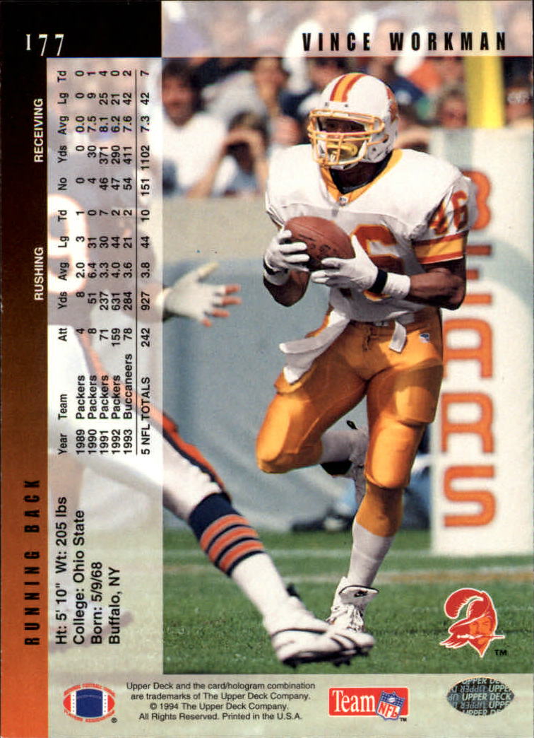 1994 Upper Deck Football "Main Set" Cards #1 to #200 Rookies and Veterans - Picture 356 of 402