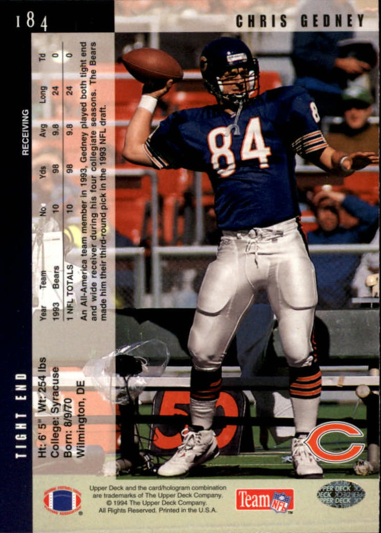 1994 Upper Deck Football "Main Set" Cards #1 to #200 Rookies and Veterans - Picture 370 of 402