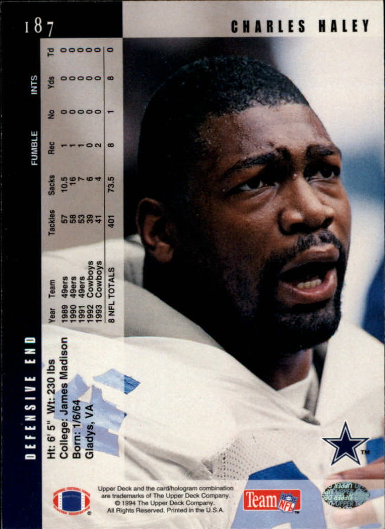 1994 Upper Deck Football "Main Set" Cards #1 to #200 Rookies and Veterans - Picture 376 of 402